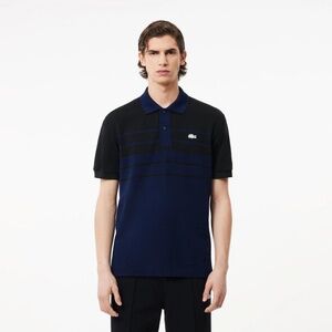 Lacoste Classic Fit Striped Polo Shirt - Navy Blue & Black - Made in France